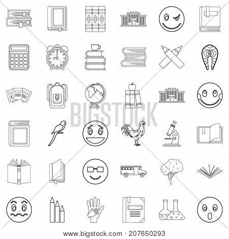 Calculator icons set. Outline style of 36 calculator vector icons for web isolated on white background
