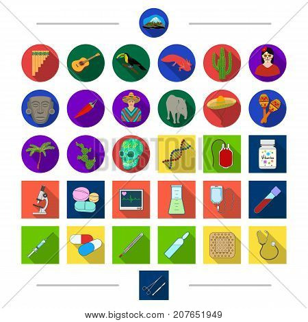 Medicine, Mexico, and other  icon in cartoon style. Ampoule, laboratory, hospital icons in set collection.