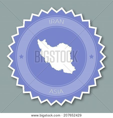 Iran, Islamic Republic Of Badge Flat Design. Round Flat Style Sticker Of Trendy Colors With Country