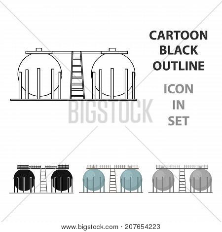 Oil refinery tank icon in cartoon style isolated on white background. Oil industry symbol vector illustration.