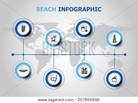 Infographic design with beach icons, stock vector