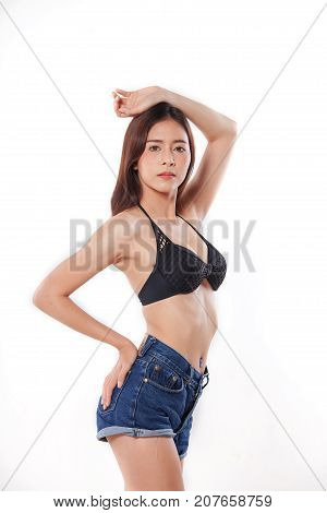 Asian Beauty,beautiful Skin Care Woman Isolated On White Background