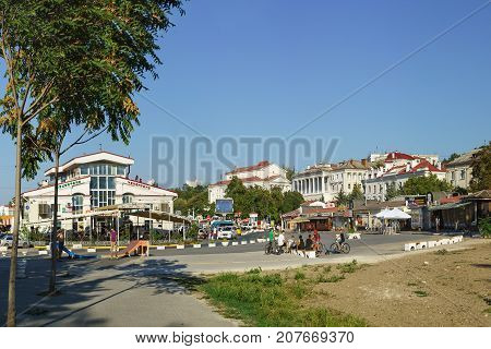 Russia Crimea Sevastopol - September 03.2017: the Area of the tercentenary of the Russian Fleet in the Central district of Sevastopol. Artillery Bay