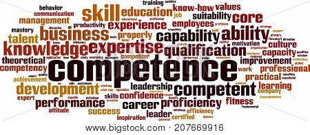 Competence word cloud concept. Vector illustration on white