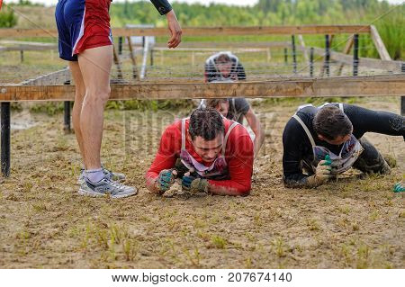 Under Barbed Wire Stage Of Heroes Race. Tyumen