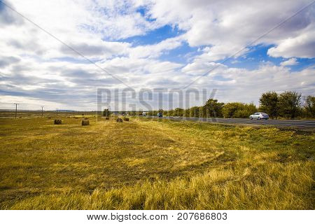 Autumn field in the Caucasus Stavropol Russia.