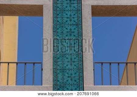 Window in the sky, a wall with Azulejos