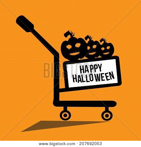 Happy Halloween pumpkins with orange sale background