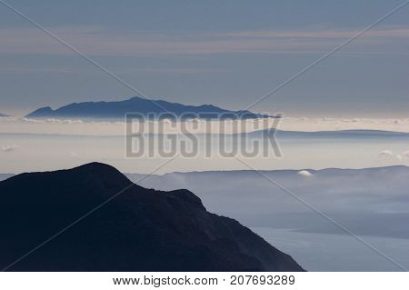 View from top of mountain Mosor to adriatic islands