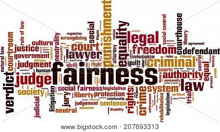 Fairness word cloud concept. Vector illustration on white