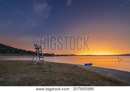 Lifeguard chair at night in Alava Spain