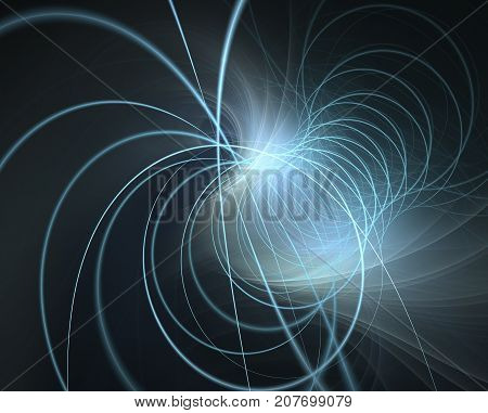 String theory. Physical processes and quantum theory. Quantum entanglement. An abstract computer generated modern fractal design on dark background. Abstract fractal color texture. Digital art. Abstract Form & Colors. Abstract fractal element pattern for