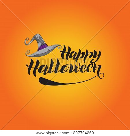 Happy Halloween greeting card vector illustration on bight background