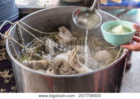 Rice Steamed With Chicken Soup At Street Food