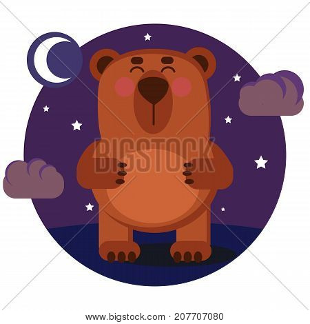 Cute bear at night on halloween, stellar sky