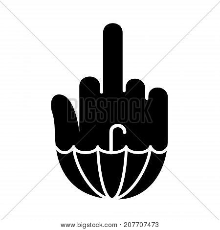 Fuck you rain umbrella hand finger logo icon. 