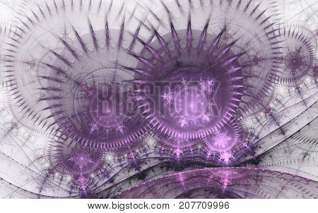 Modern fractal mechanical background. Time machine digital artwork for creative graphic design. Abstract fractal steampunk machine