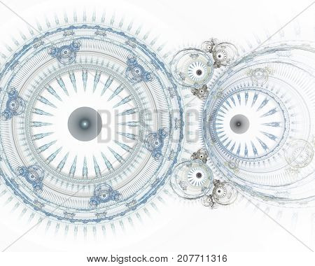 Modern fractal mechanical background. Time machine digital artwork for creative graphic design. Abstract fractal steampunk machine