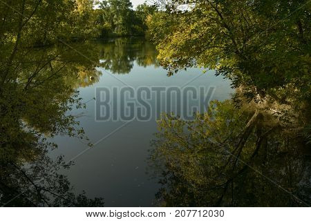 Pond. Park pond. Pond in the Park. Park landscape. Autumn landscape.