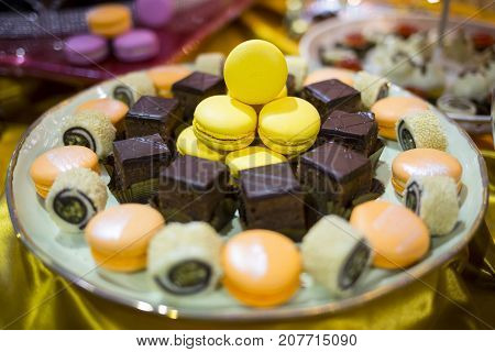 Circular Cake Macaron Or Macaroon Plate