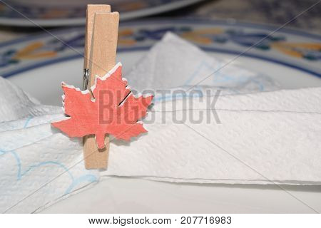 Close Up Of A Placeholder In The Form Of A Canadian Flag