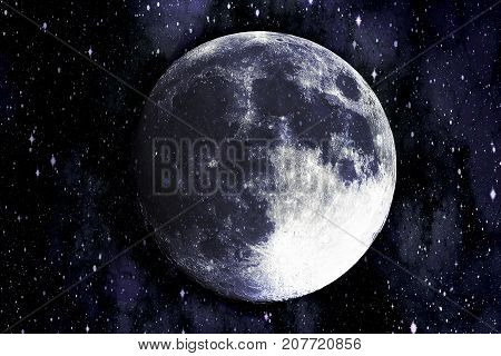 Super blue moon in the galaxy background Elements of this image furnished by NASA