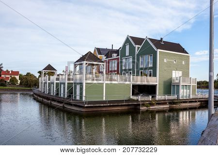 In the town of Houten these beautifully painted houses are on the water