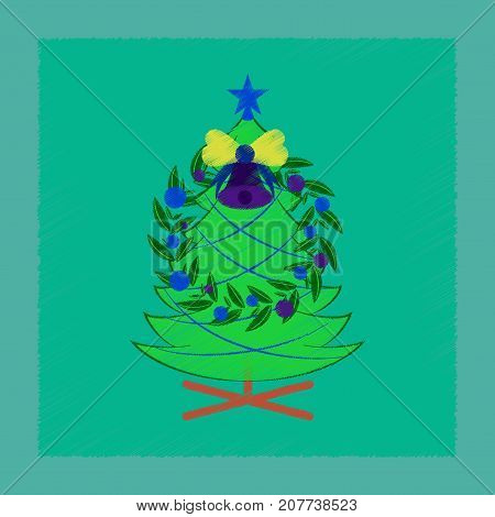 flat shading style icon of Christmas fir wreath
