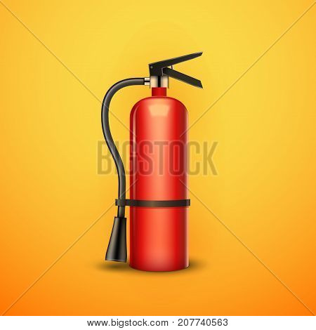 Fire extinguisher protection isolated. Red fire extinguisher emergency danger.