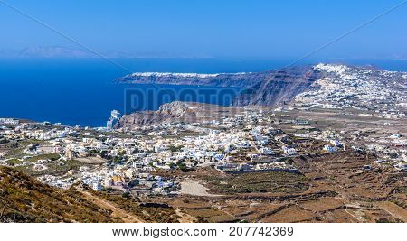 Santorini, Cyclades Islands. Greece. Traditional And Famous Gree