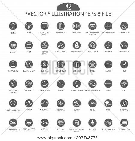 Artistic Grey Icon Set Vector Illustration Eps File