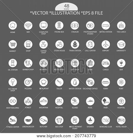 Artistic Grey Icon Set Vector Illustration Eps File