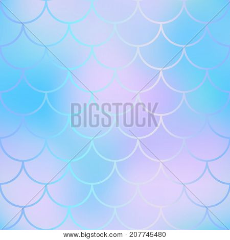 Magic mermaid fishscale pattern. Abstract blurry vector background. Fantastic fish skin seamless pattern. Mermaid scale background. Pastel colors fish scale seamless tile. Blue violet blurred mesh