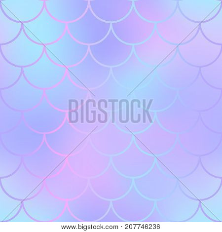 Mermaid skin or fish scale pattern. Pale pink cyan gradient mesh. Abstract blurry vector background. Fantastic fish skin seamless pattern. Romantic mermaid scale background. Pastel colors fish scale
