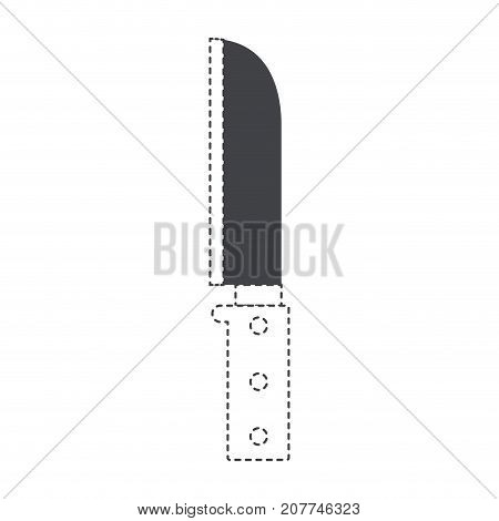 santoku knife utensil black silhouette and dotted contour vector illustration