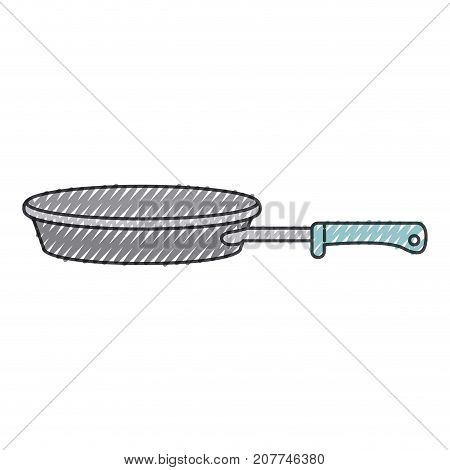 stewpan with handle colored crayon silhouette vector illustration
