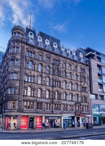 EDINBURGH, SCOTLAND - JULY 30: Old Waverley Hotel on July 30, 2017 in Edinburgh Scotland. The Waverley Hotel is located in the New Town on Princes Street.