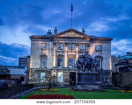 EDINBURGH, SCOTLAND - JULY 30: The Royal Bank of Scotland headquarters also known as Dundas House on July 30, 2017 in Edinburgh, Scotland. It was built in 1774 for the statesman Sir Lawrence Dundas.