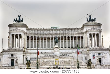 Tomb of Unknown Victor Emanuele Monument Rome Italy. Monument created in 1911 to the first king of a united Italy. Designed by Giussepe Sacconi in 1885