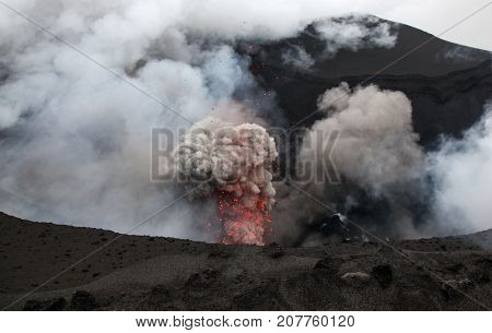 Mt Yasur on the Vanuatu island of Tanna is one of the most accessible active volcanos in the world. Many tourist come from around the world to witness erruptions from the crater rim.