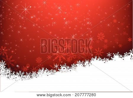 Christmas snowflake with night star light and snow fall abstract bakcground vector illustration eps10 002