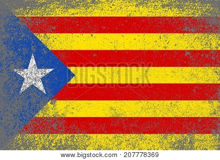 The flag as used by the Catalan portion of Spain with grunge