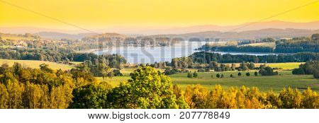 Autumn landscape at Lipno water reservoir, Sumava National Park, Southern Bohemia, Czech Republic.