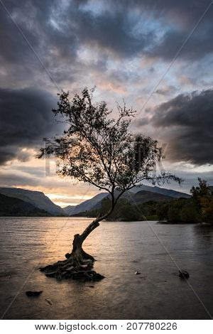 Beautiful Landscape Image Of Llyn Padarn At Sunrise In Autumn In Snowfonia National Park