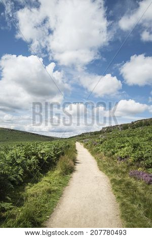 Beautiful Vibrant Landscape Image Of Burbage Edge And Rocks In Summer In Peak District England