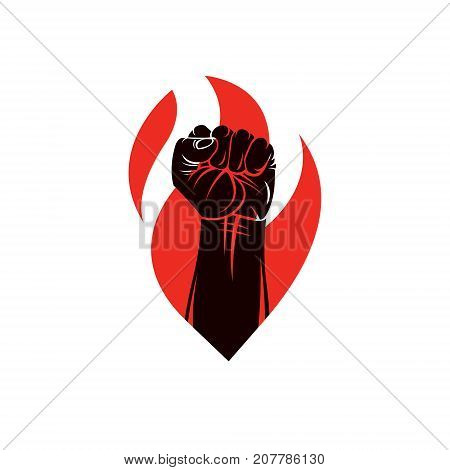 Muscular clenched fist of strong man vector illustration. Martial arts championship abstract symbol.