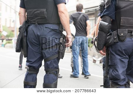 Police officers on duty. Counter-terrorism. Law enforcement.