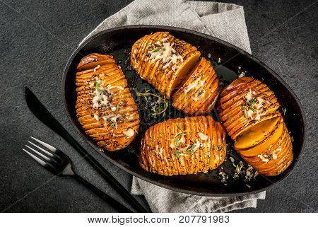 Cheesy Hasselback Potato With Fresh Herbs