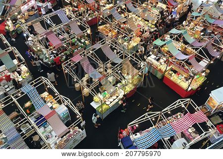 THAILAND - JULY 26 2017 : People came to join the Traditional Thai Food Fair in Nonthaburi Shopping Center.