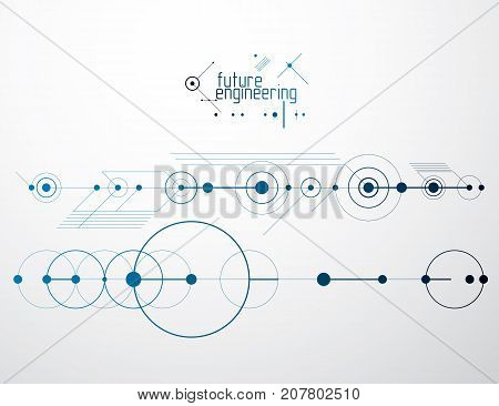 Vector industrial and engineering background future technical plan. Abstract blueprint of mechanism mechanical scheme.